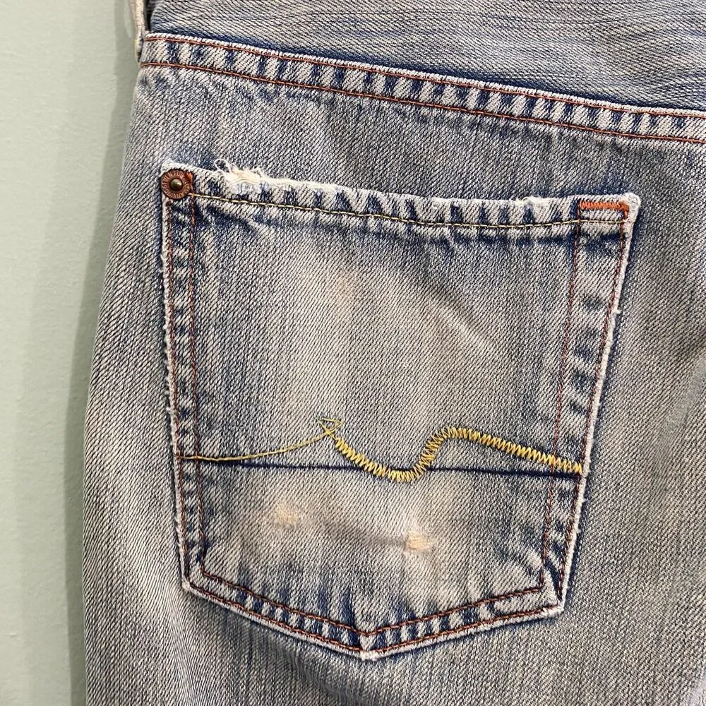 7 For all Mankind Jeans Relax Straight Button Fly Distressed Mens 33x31.5 Grunge - Picture 7 of 16
